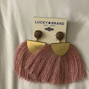 Lucky brand pink fringe drop earrings